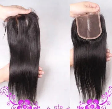 Straight human hair curtain weft with closure wig accessory, real hair block, multiple size options