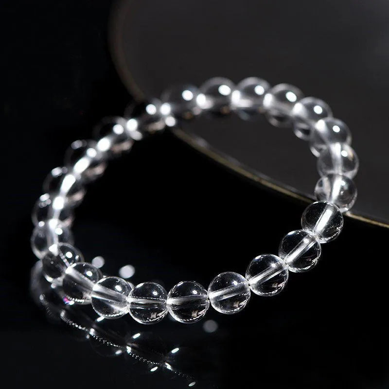 Natural Donghai Old Mine white crystal bracelet with geometric round beads in white water style