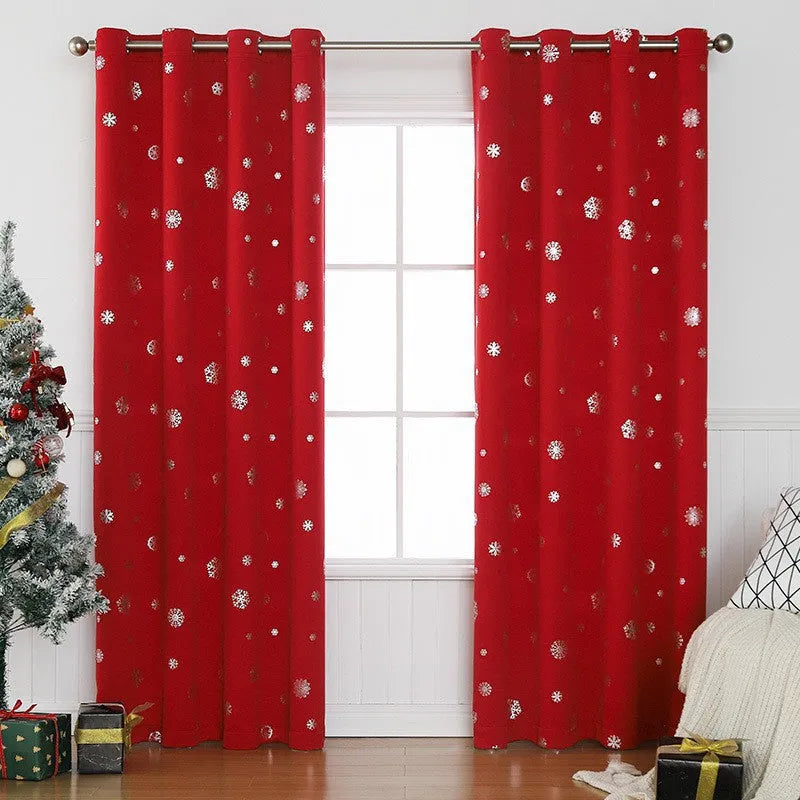 Red polyester shade cloth curtain with lace loop attachment in modern simplicity style