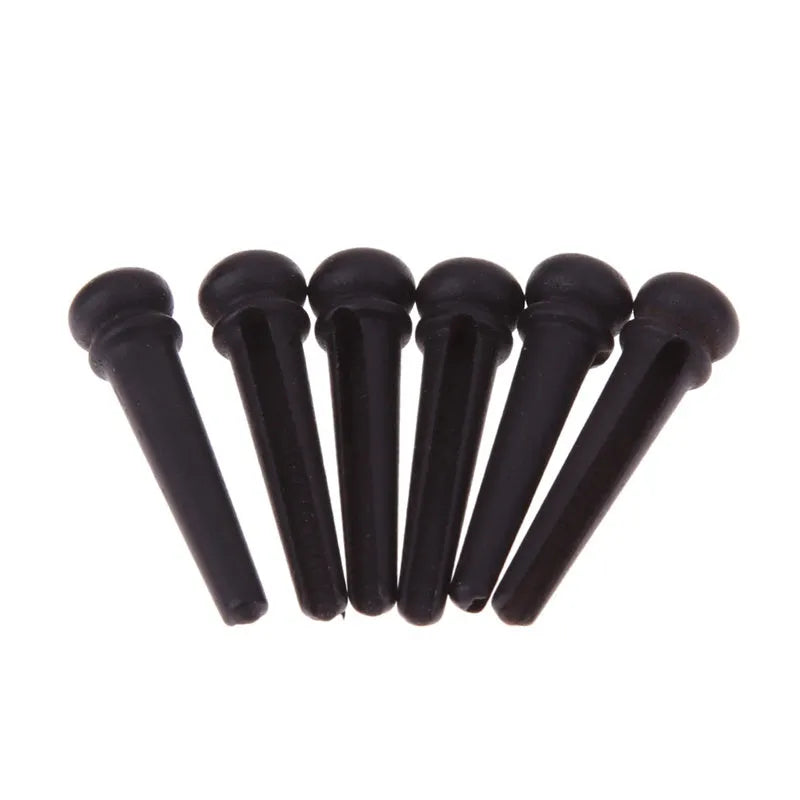 Six matt black ebony guitar string nails with 5.3mm bayonet for folk acoustic guitars