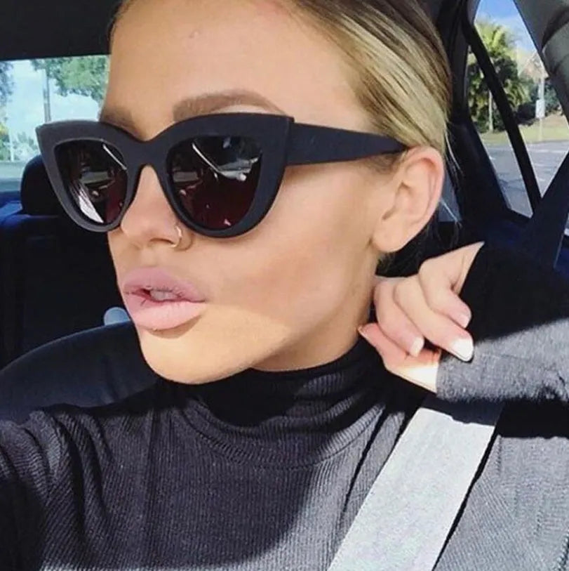 Black frame double grey fashion sunglasses with AC lenses and UV400 protection