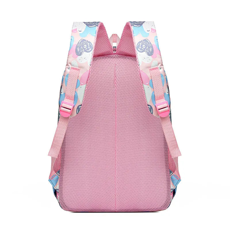 Large blue student backpack with air pillow belts on the back straps.