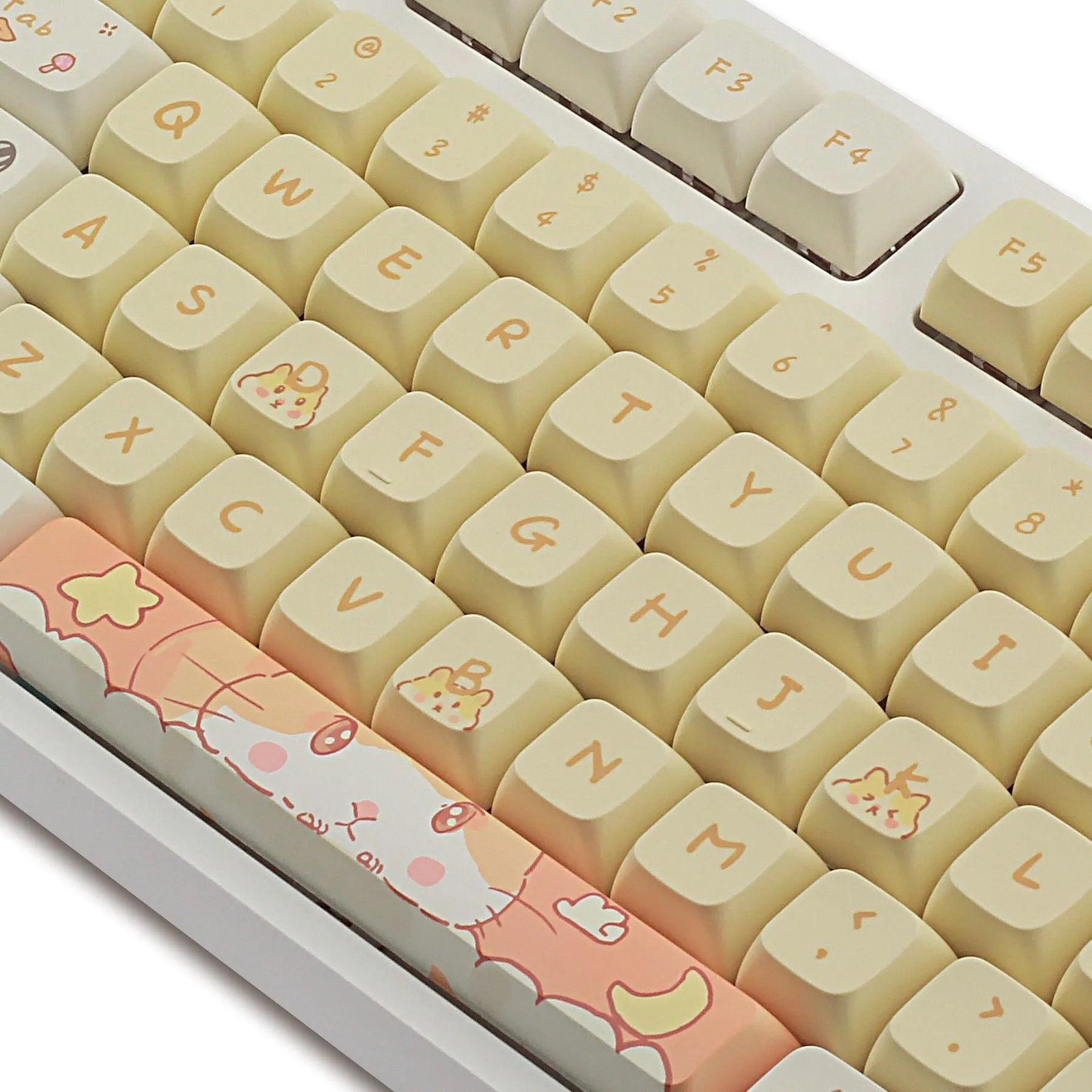 Custard-coloured plastic keycap set for 68 75 98 100 key mechanical keyboards