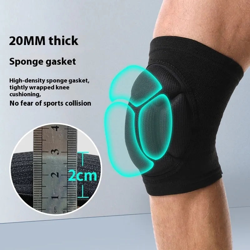 A pair of black thick sponge dance kneepads for anti-collision protection in sports.