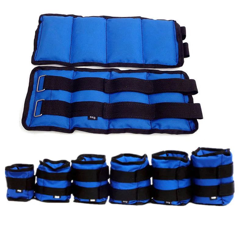 A pair of Oxford cloth legging sandbags for running and track training, available in weights from 1kg to 6kg.