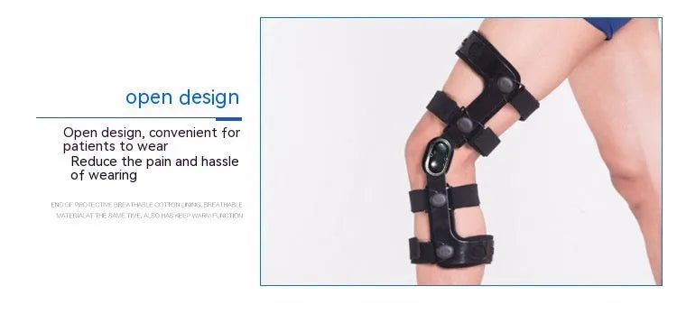 Black anterior ligament knee pad with plastic hinge components and sponge padding