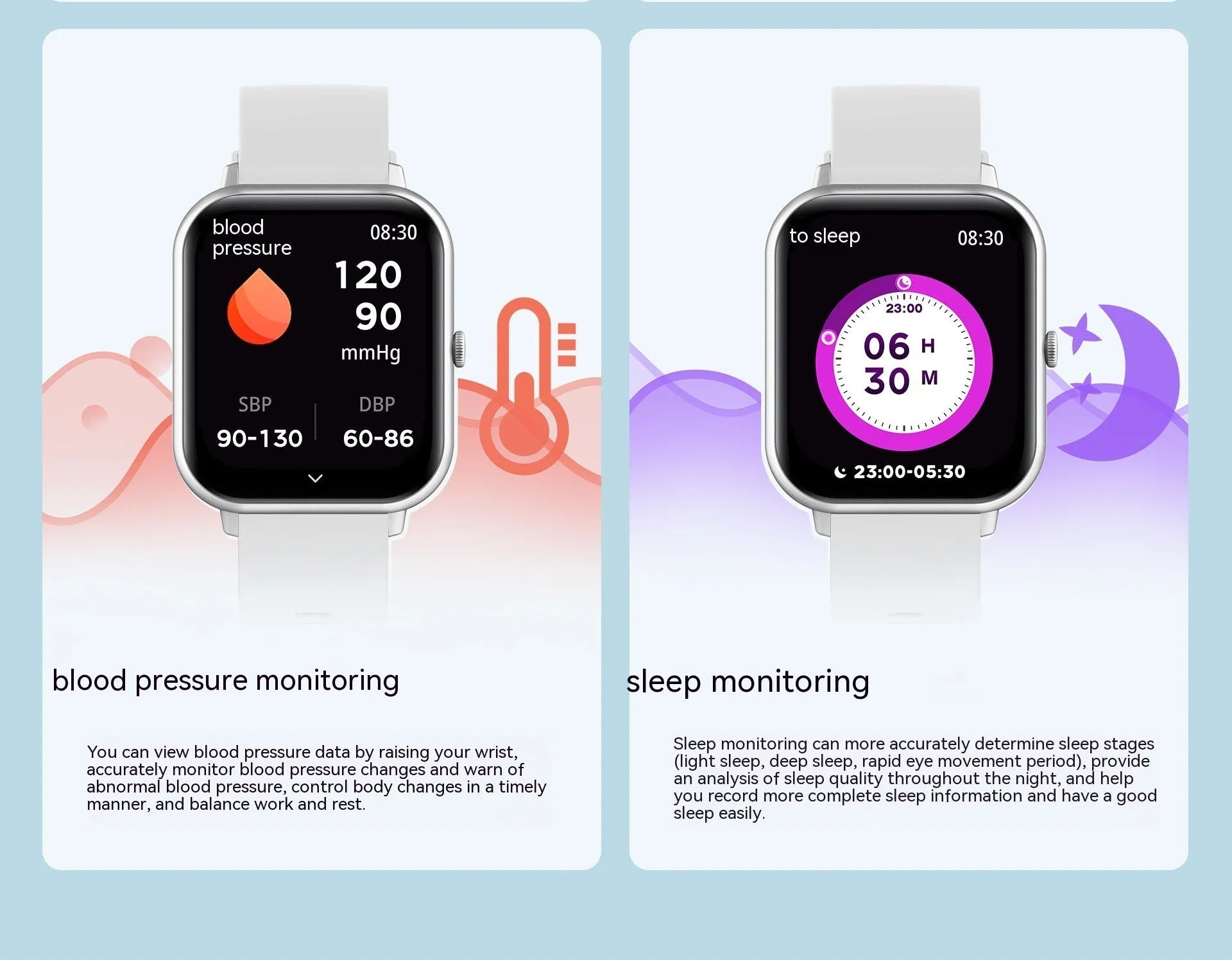Bluetooth smart watch with heart rate monitor on wrist, showing black, silver grey, pink, and khaki colour options.