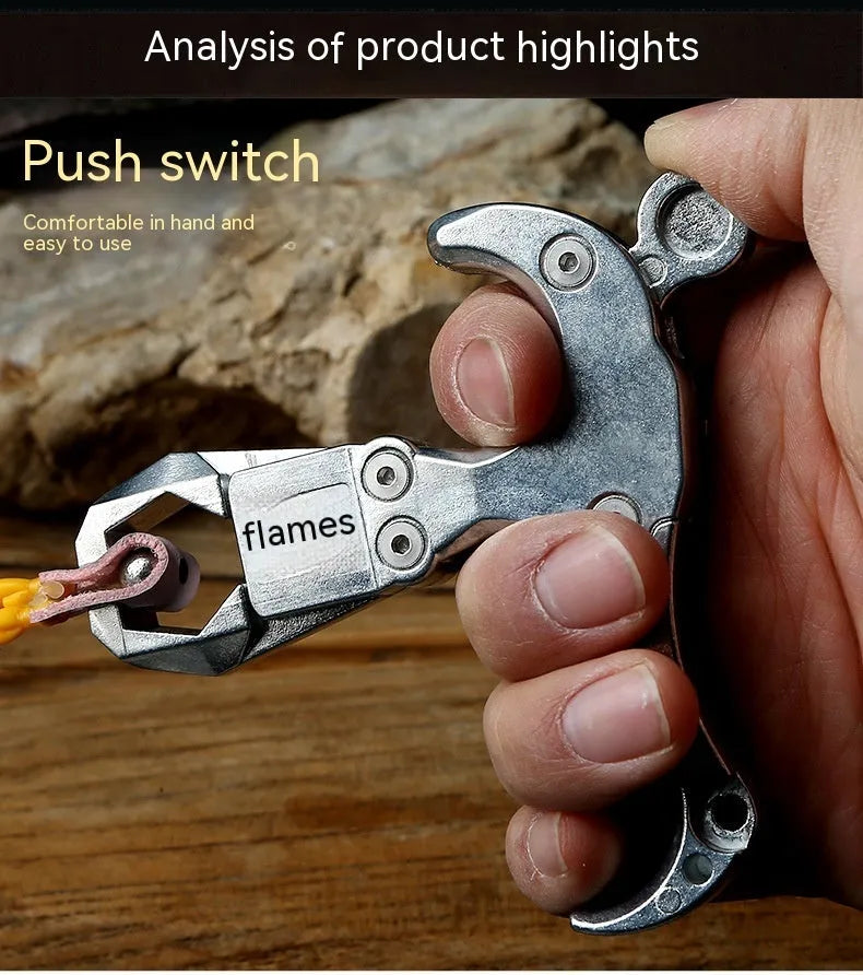 Close-up of a zinc alloy archery release aid showing its two-axis harpoon clip mechanism.