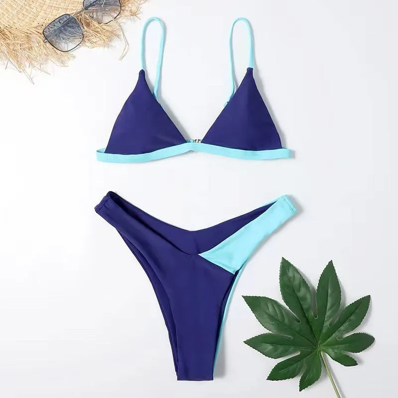 Women's nylon swimsuit set with briefs style in Pattern 1 and Pattern 2 colour options