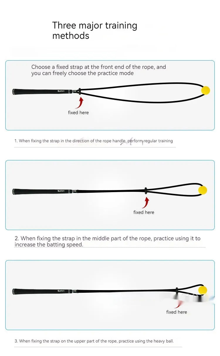 Black silicone elastic training rope for golf swing correction and ball sports technique practice