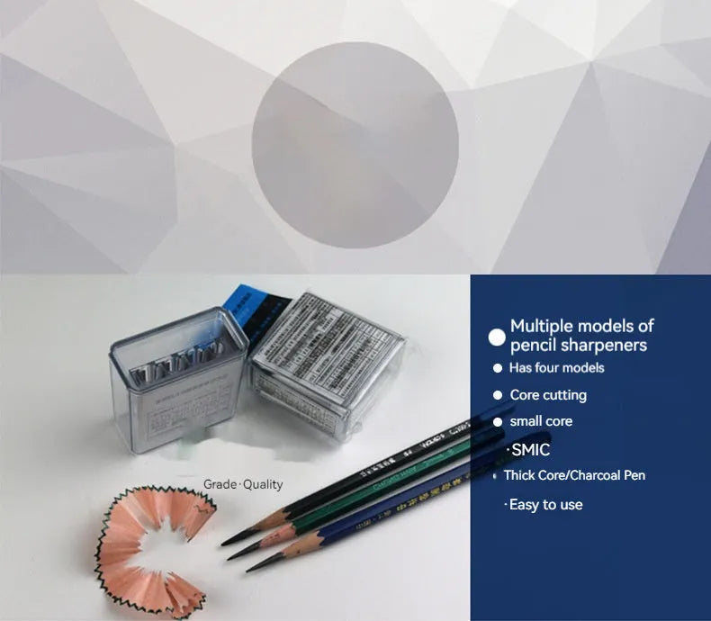 Geometric plastic pencil sharpener with four sharpening holes for different pencil sizes