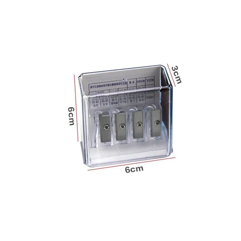 Geometric plastic pencil sharpener with four sharpening holes for different pencil sizes