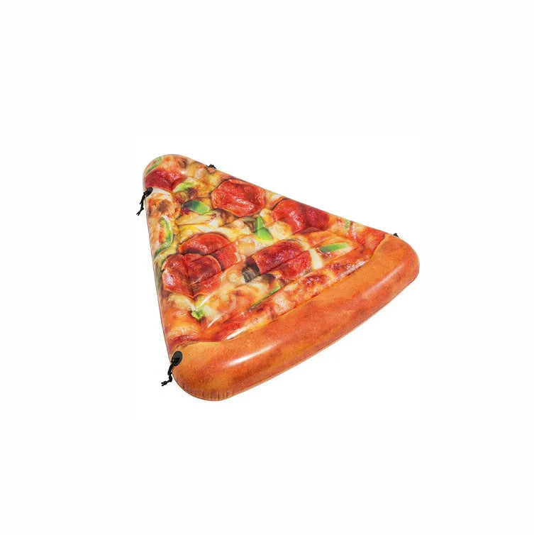 Large inflatable pizza slice float measuring 175cm x 145cm made of PVC for pool use