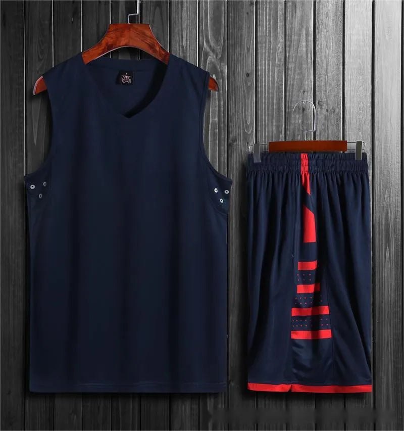 Student campus competition training breathable sports vest and pants set in white or black