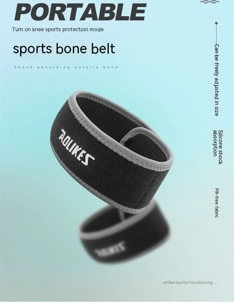 Black and grey patellar retinaculum knee brace for sports