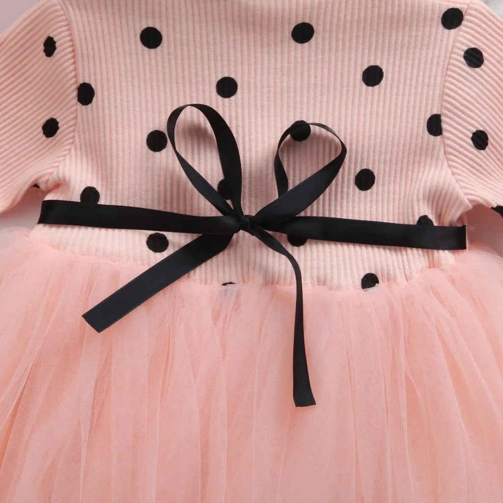Baby girls long sleeve tutu lace dress in black pink white colours for christening and birthday parties