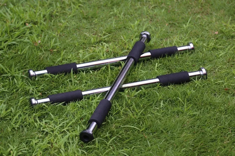 Steel adjustable pull-up bar extended to 100cm width for home fitness installation
