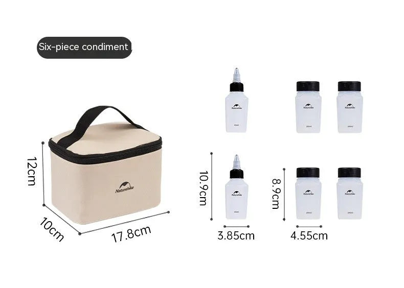 Naturehike six-piece portable seasoning bottle set in PP material for outdoor cooking