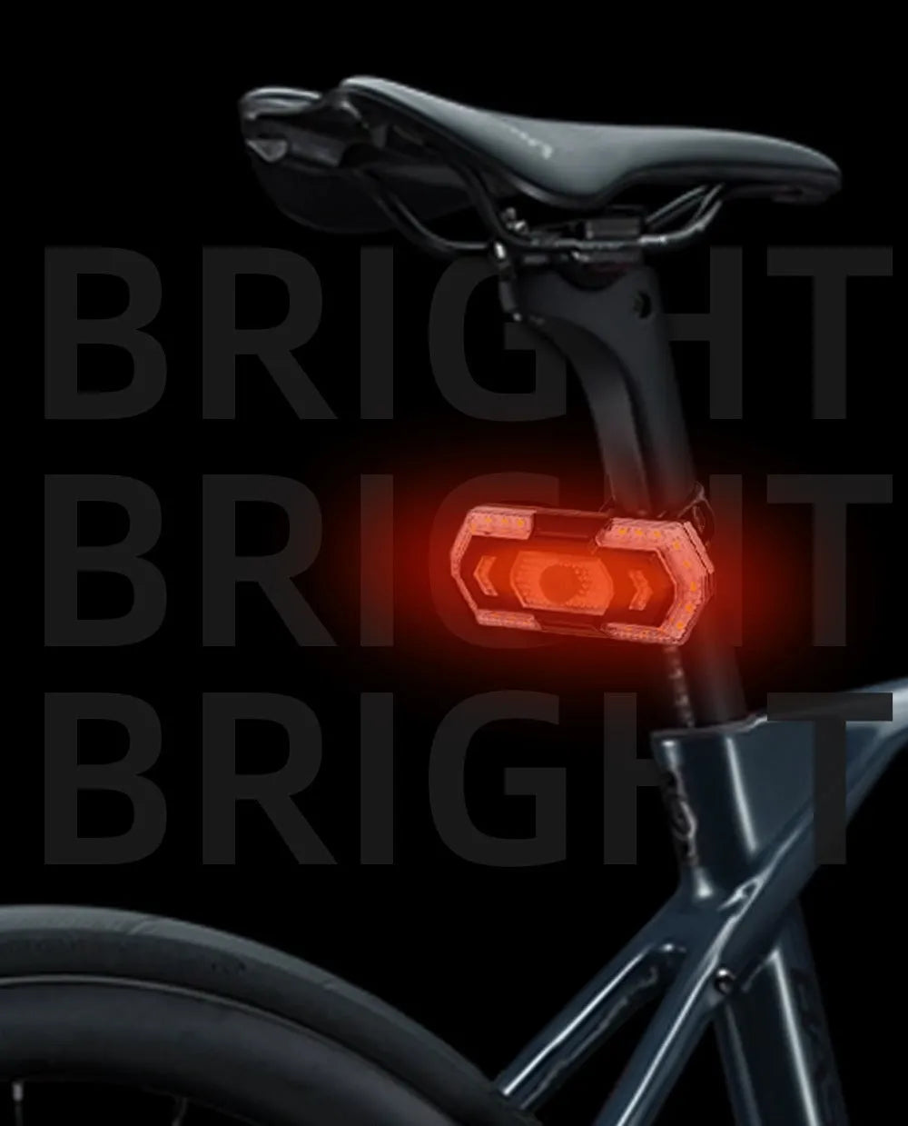 Black wireless remote control motorbike taillight with USB charging port