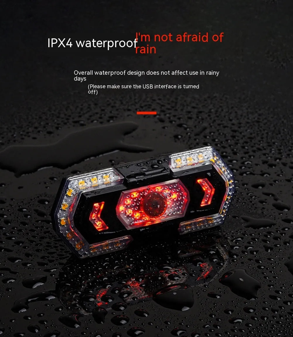 Black wireless remote control motorbike taillight with USB charging port
