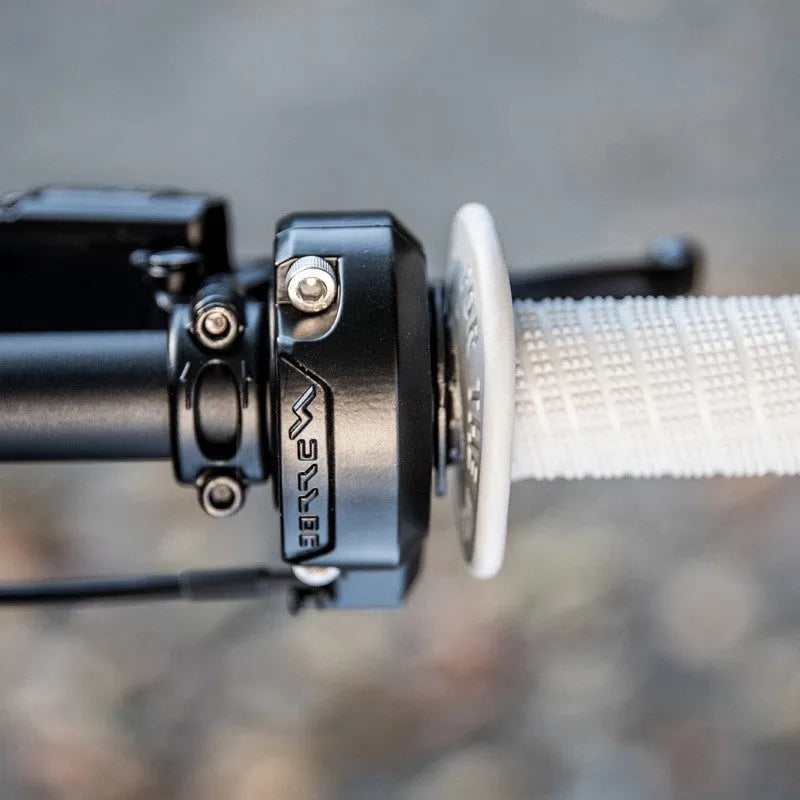 Black electronic throttle handle with stainless steel construction for motorcycle and scooter replacement