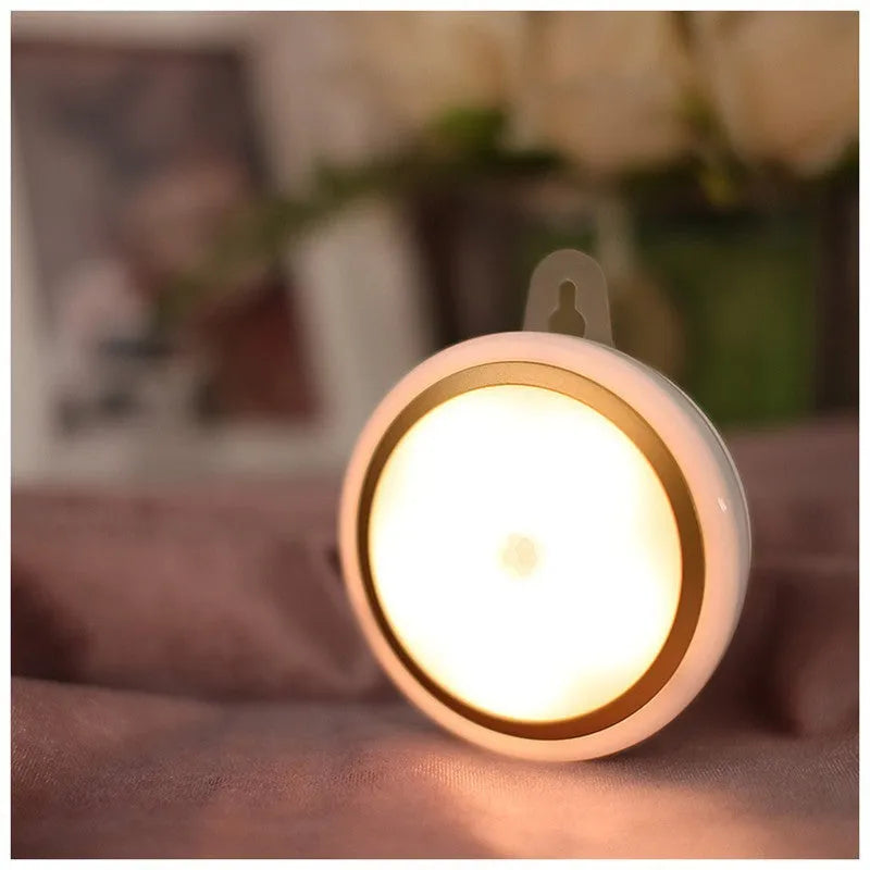 Smart body motion sensor LED light with infrared detection, 80mm diameter circular design
