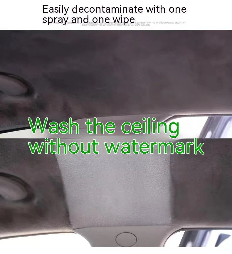 Bottles of wash-free ultrasonic fabric ceiling foam decontamination cleaner with towel and sponge wipes