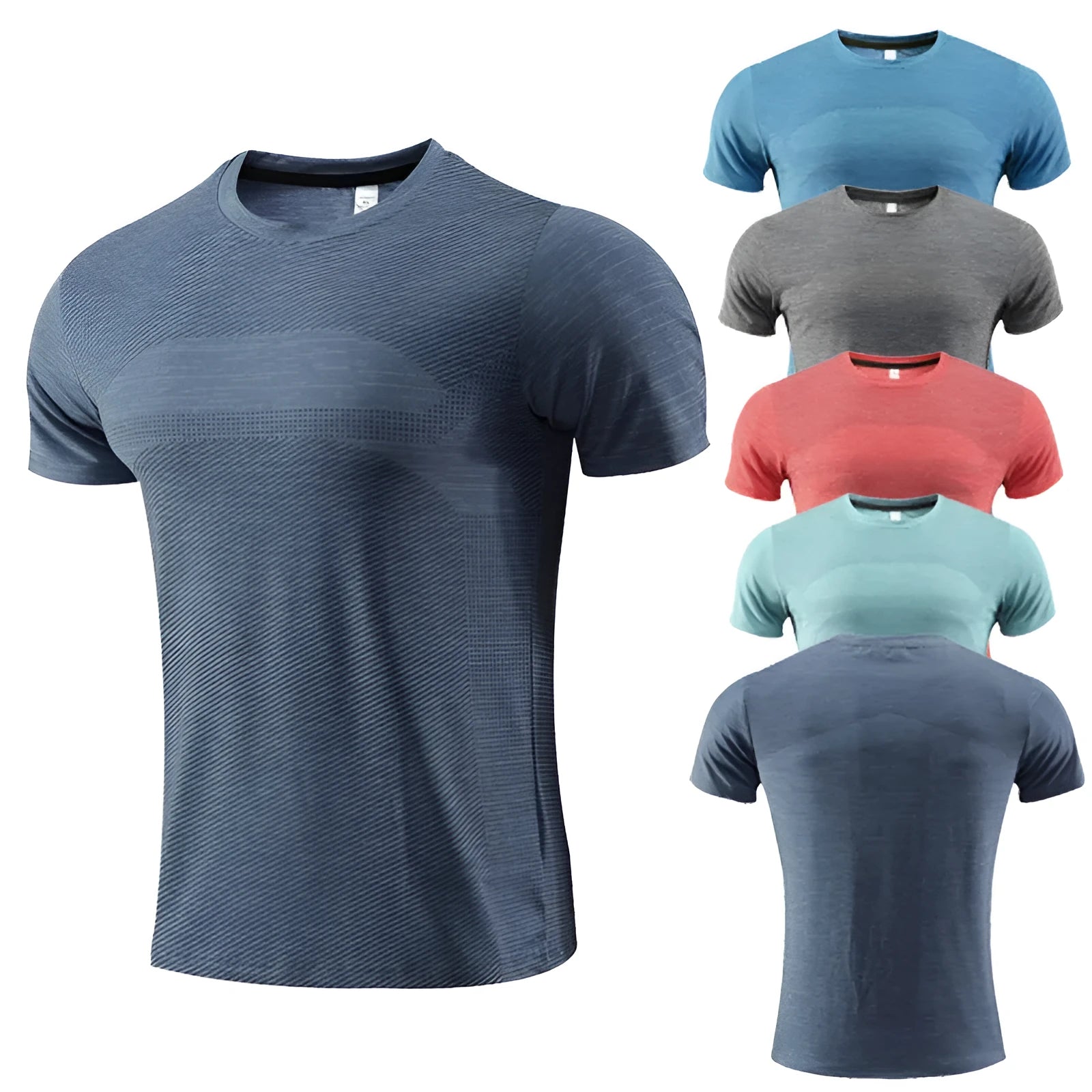 Men's short sleeve running t-shirt in polyester spandex fabric, shown in red colour.
