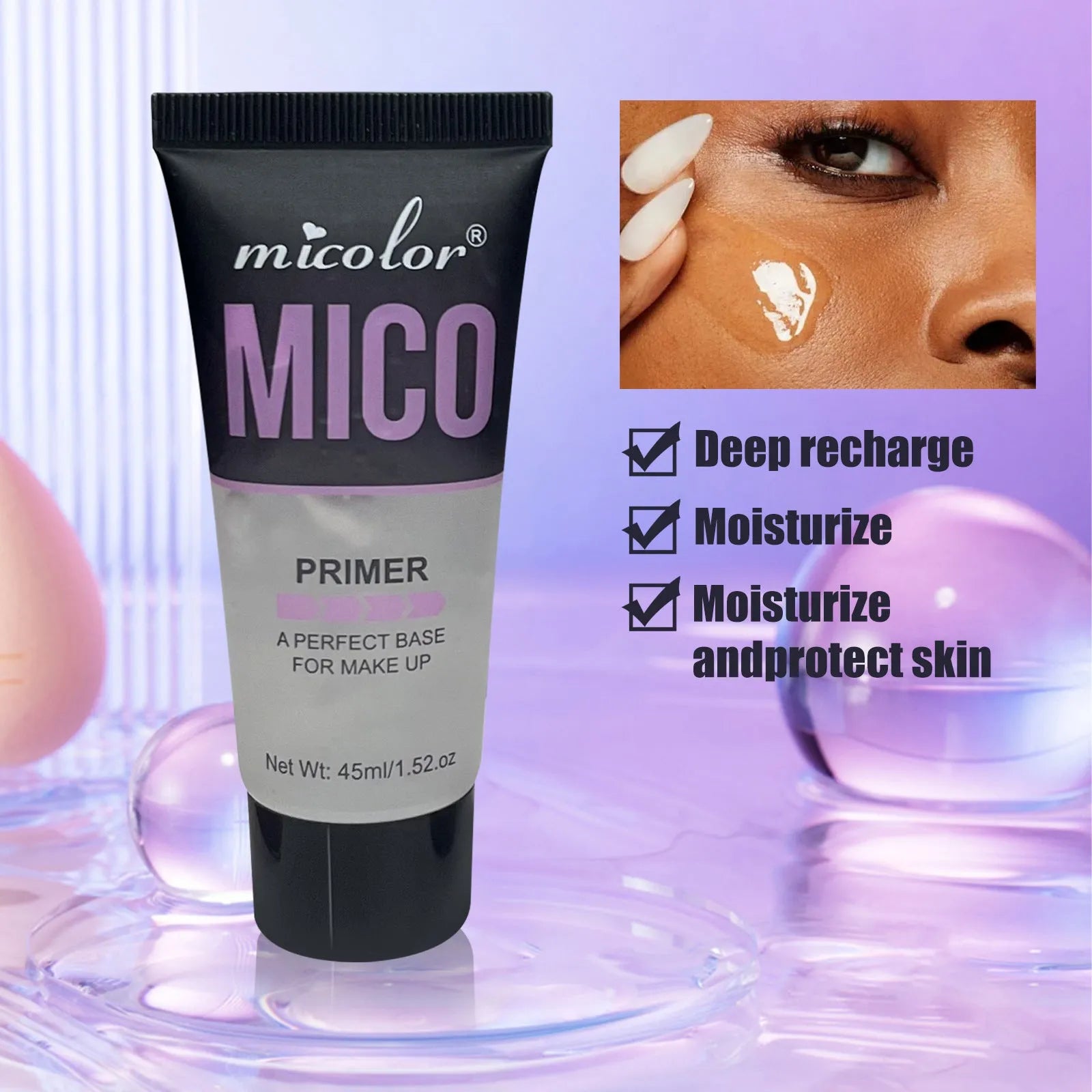 Makeup primer and setting spray two-in-one product with 45ml primer and 40ml sealer spray components