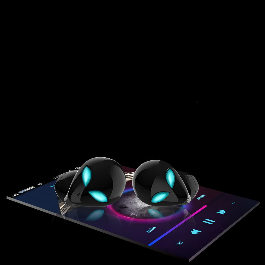 Creative Outer T8 Starman alien design Bluetooth wireless earphones in black or white with LED lights