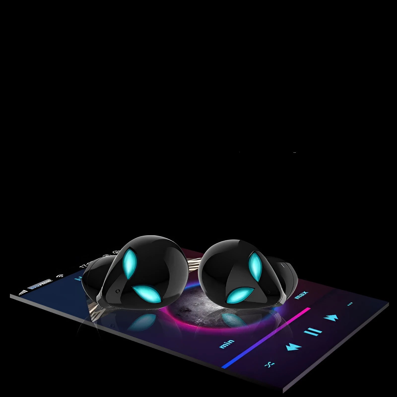 Creative Outer T8 Starman alien design Bluetooth wireless earphones in black or white with LED lights