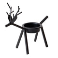 Black iron Christmas deer candlestick holder with elk antler design