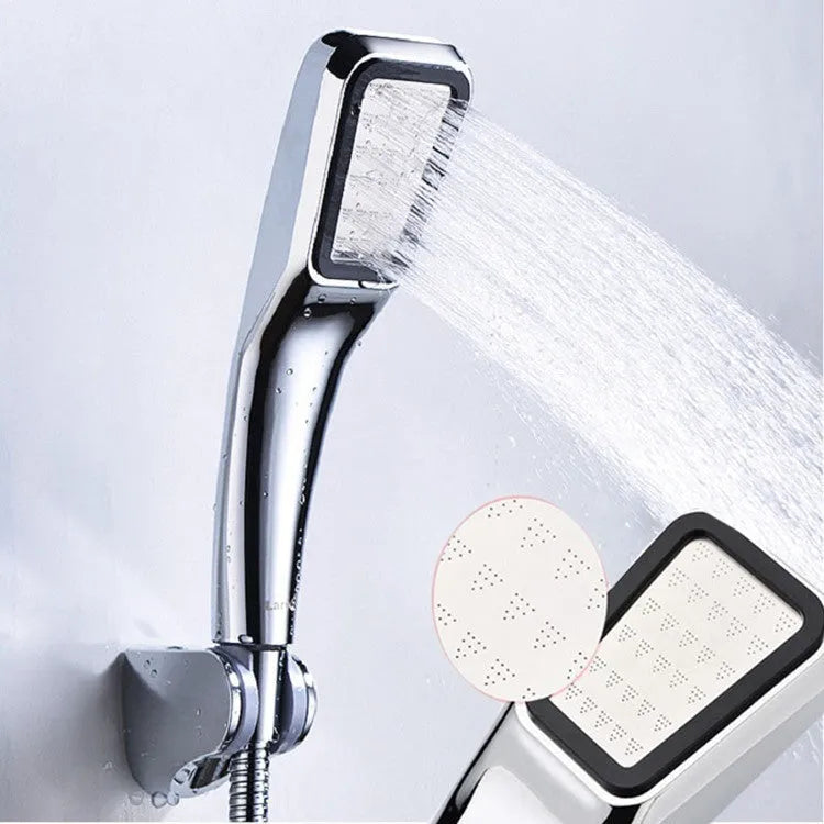 Orange hand-held pressurised shower set with rain function shower head and multiple components