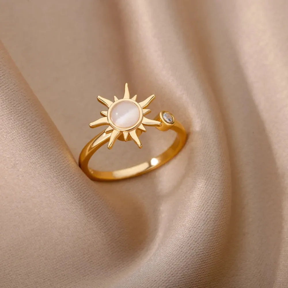 Copper decompression ring with adjustable opening in gold or platinum finish