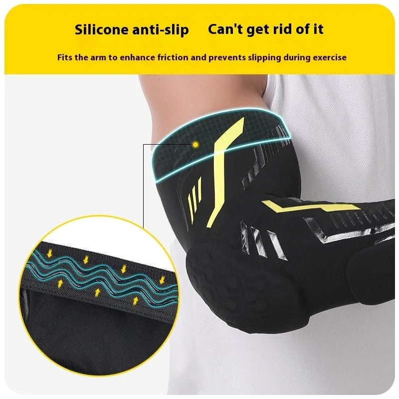 Breathable long training protective gear elbow pad for basketball in black and blue colour