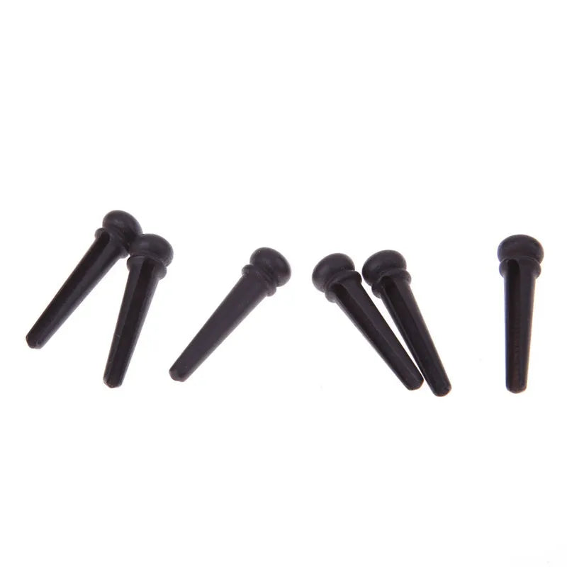 Six matt black ebony guitar string nails with 5.3mm bayonet for folk acoustic guitars