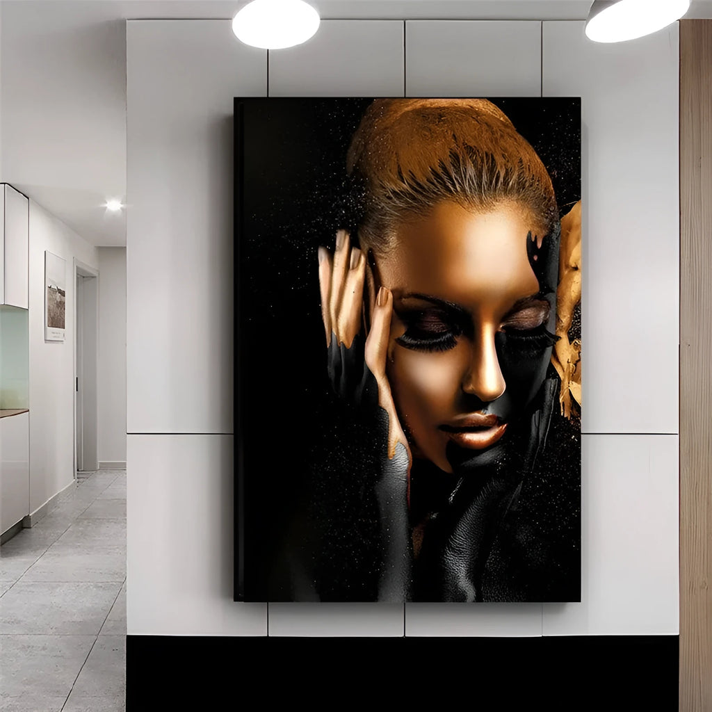 Black canvas wall art painting plane print without frame, available in multiple sizes