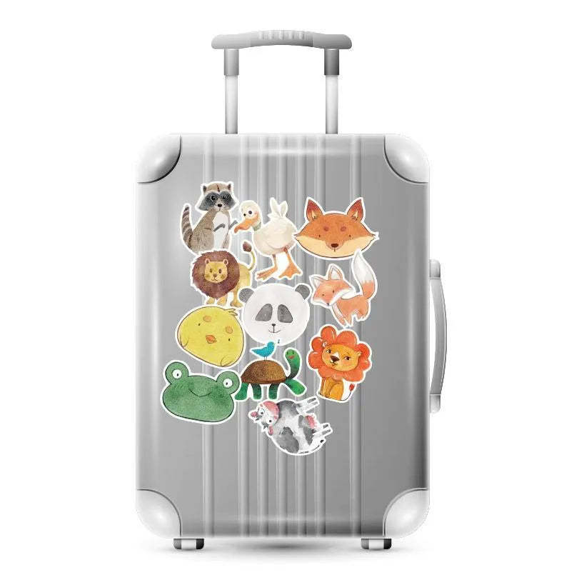 Collection of 36 retro beach and surfing themed PVC stickers with matte finish ranging 6-10cm