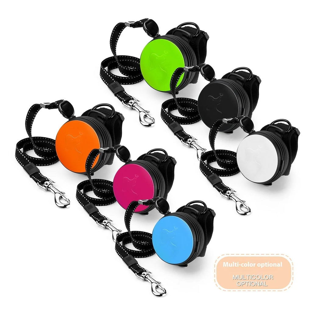Automatic retractable dog leash extended to 3 metres, shown in vibrant orange colour.