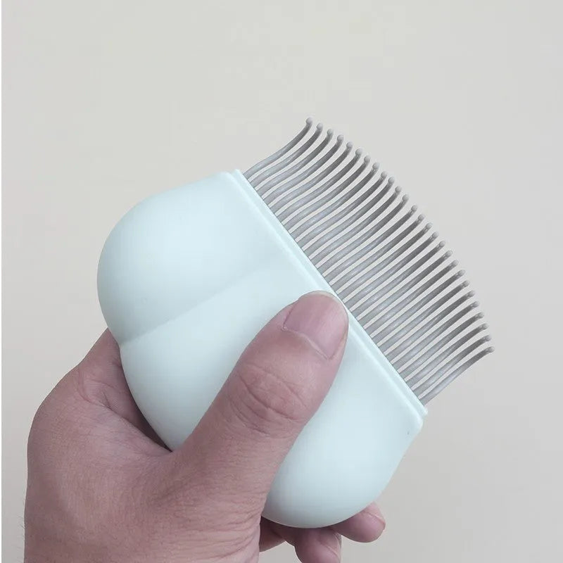 Paw Soft pet deshedding brush with ergonomic handle in blue, pink or white colour options.