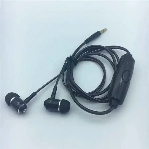 Blue light-up LED earphones with remote microphone and 3.5mm plug, compatible with iPhone.