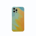 Soft silicone iPhone case with abstract gradient oil painting geometric pattern design