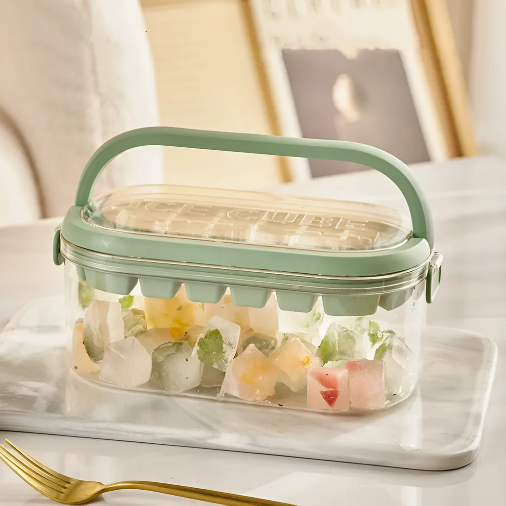 DIY silicone ice grid 2-layer set 54 ice cubes Fresh Green hard base portable ice box