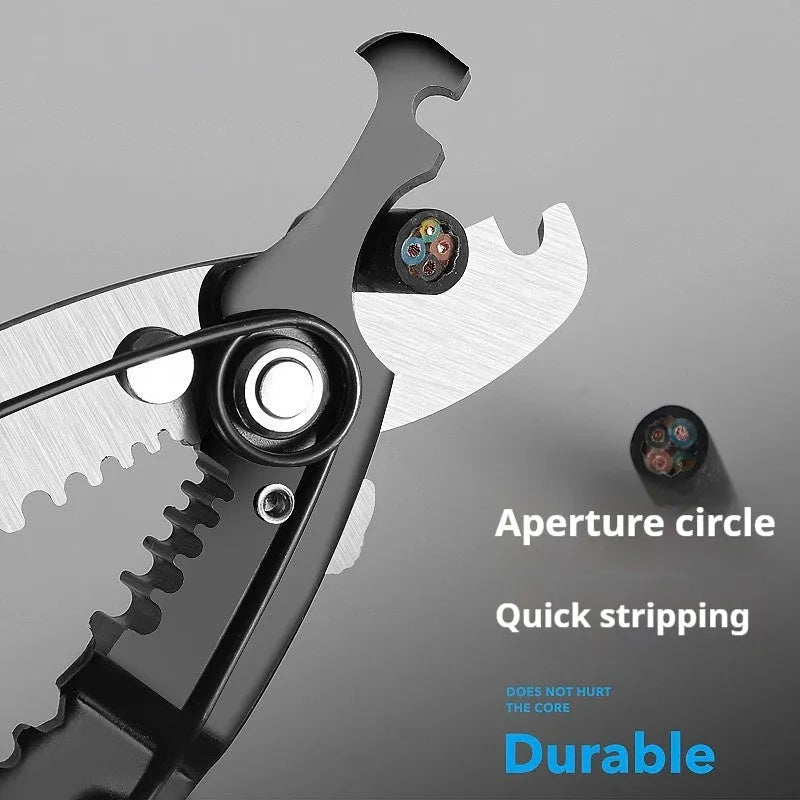Fully automatic wire stripping pliers tool with box-mounted design for electrical work