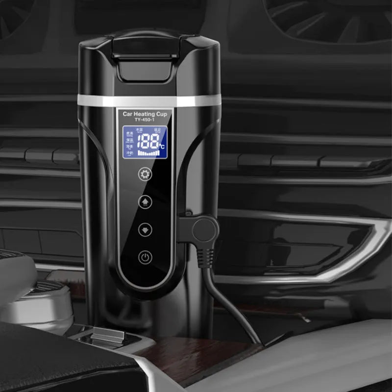 Portable car bottle smart touch digital display insulated cup with 400ml capacity for heating water black and white options
