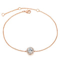 Round crystal anklet on ankle, rose gold tone with alloy and silver or gold plating, 22cm chain plus 4cm extender