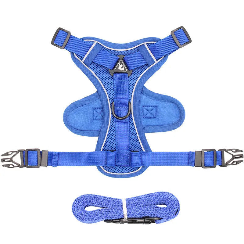 Anti-breakaway cat harness set with 1.5m flat rope lead and silver chain in green, grey, and rose red colours