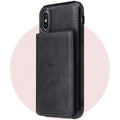Imitation leather card wallet phone case back cover for iPhone in multiple solid colours
