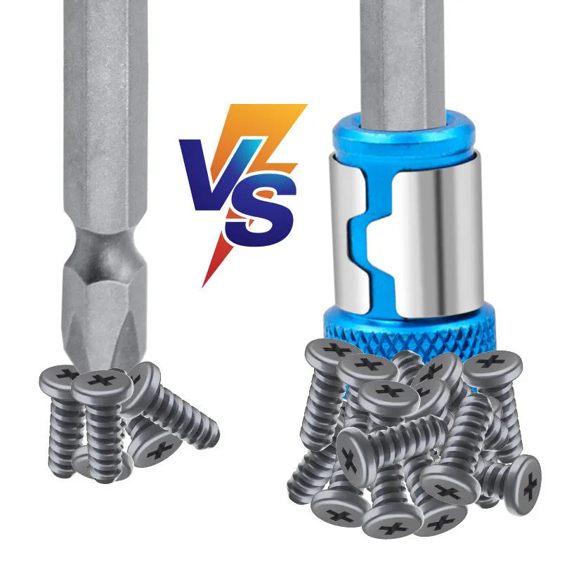 Light blue magnetic slotted screwdriver bit with high carbon steel construction