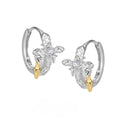 925 silver geometric cross earrings with white gold colour finish and rounded design elements